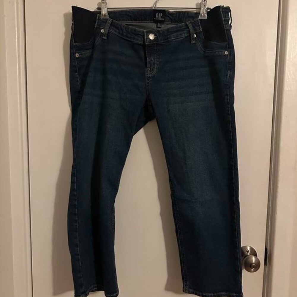 Gap Maternity Inset Panel Cheeky Straight Jeans, Medium Wash, Size 32 Short